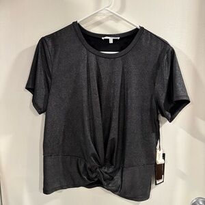 June & Hudson Shimmering Black Knot Front Tee
